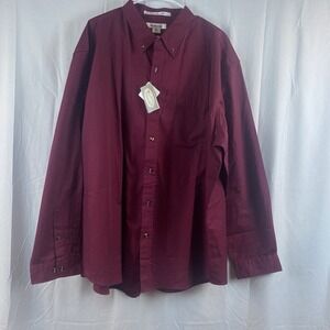 New Men's Size 3XL Featherlite Stain Resistant Twill‎ Maroon Long Sleeve